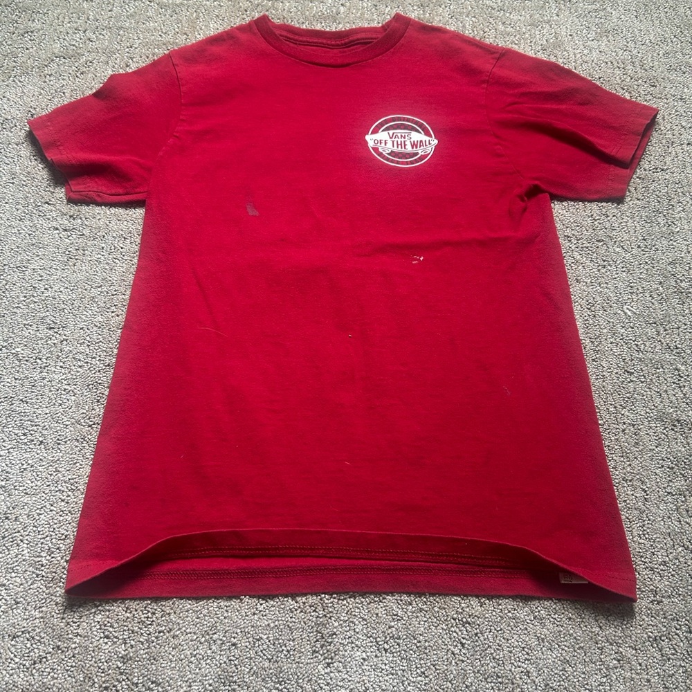 Youth Medium Vans Red Crewneck Tee with Small Chest Logo